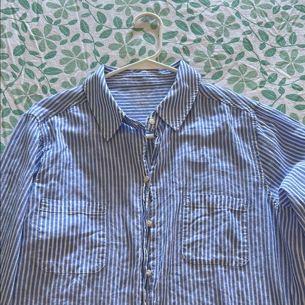 Lilly Pulitzer Blue and White Striped Button Down Shirt